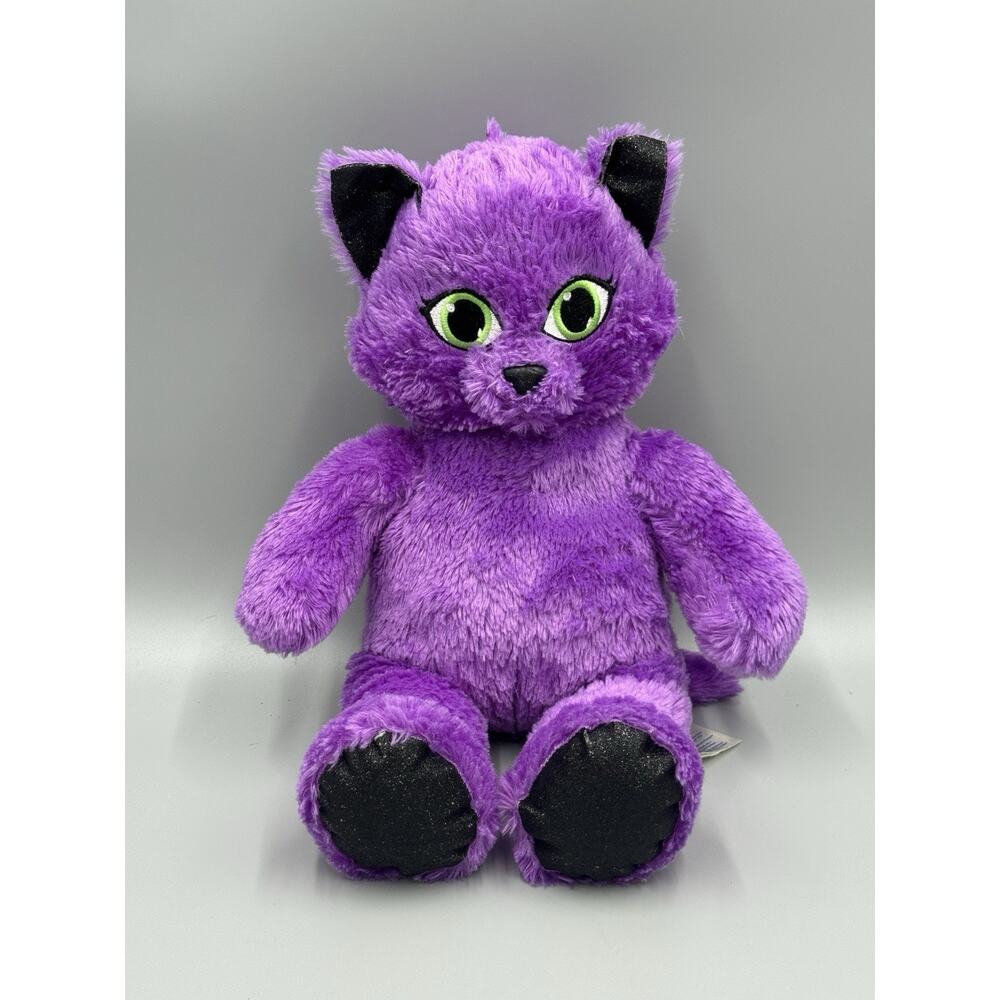 Build A Bear Purple Kitty Halloween Plush Black Ears and Feet 15” Stuffed Toy